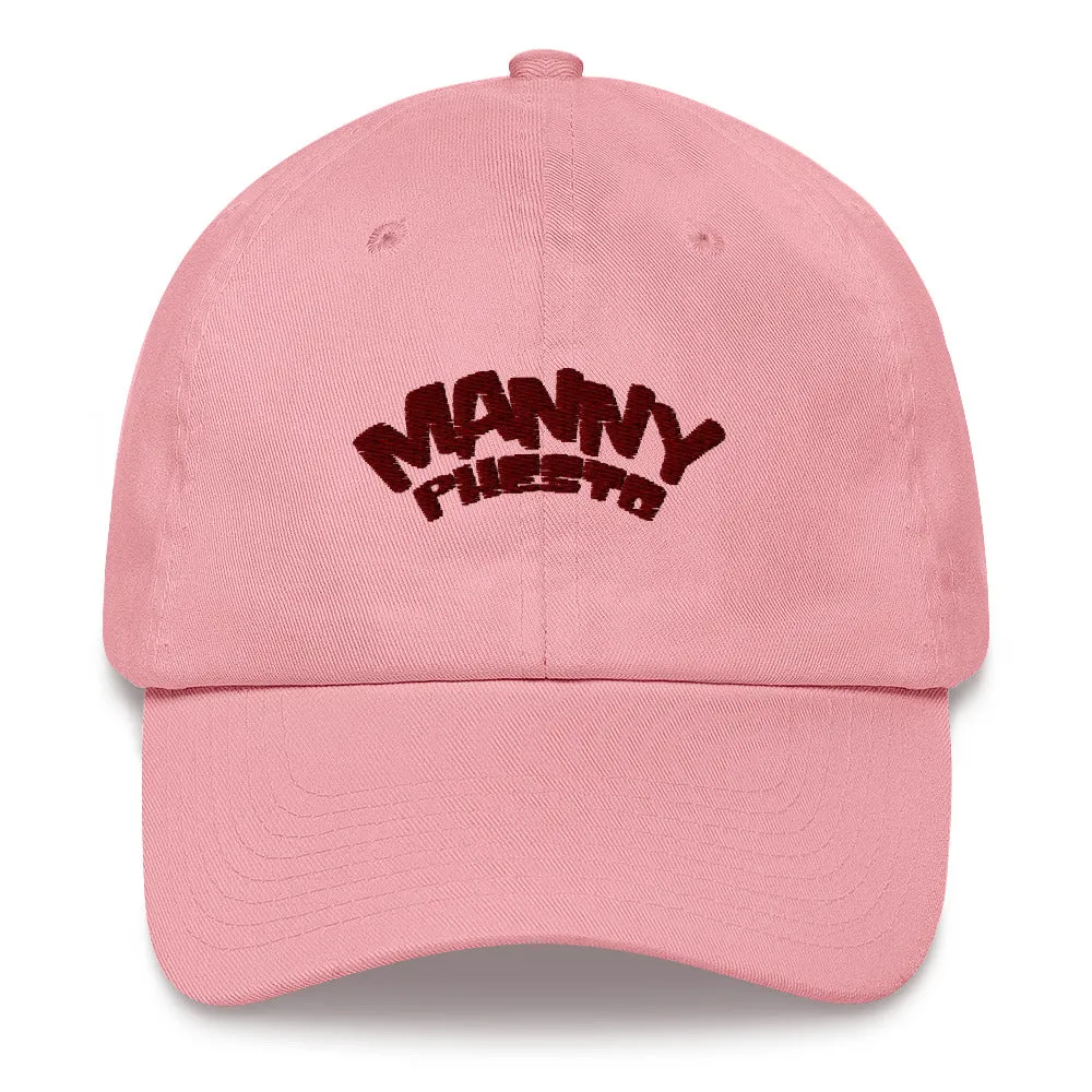 Manny Phesto Text Logo (Sexy Red Text) Embroidered Dad Hat