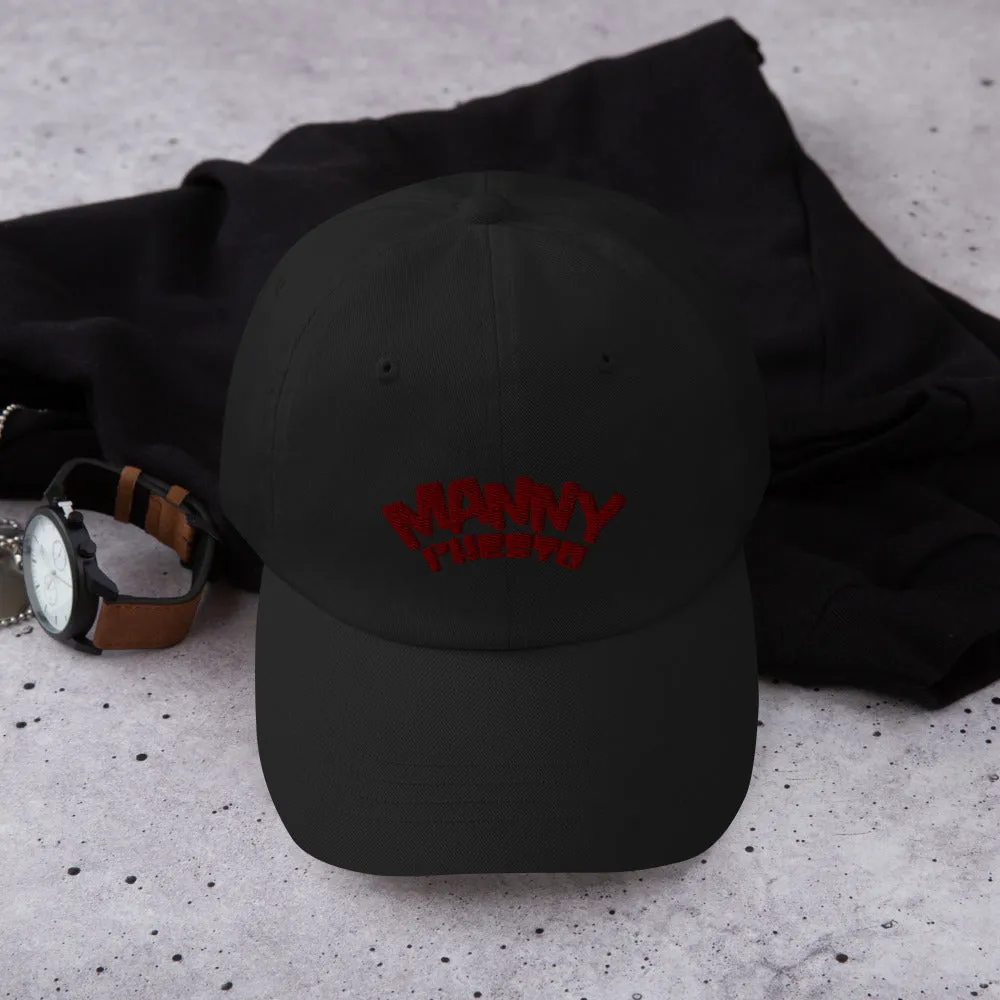 Manny Phesto Text Logo (Sexy Red Text) Embroidered Dad Hat