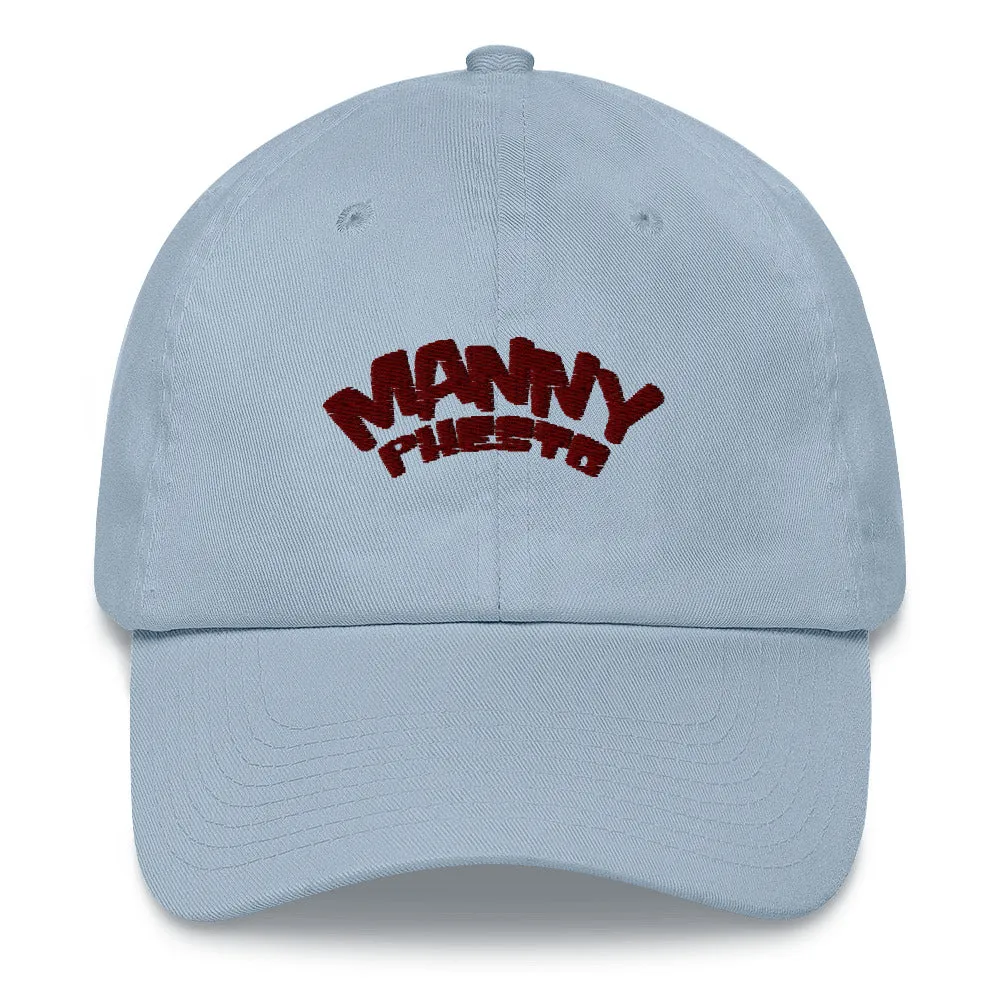 Manny Phesto Text Logo (Sexy Red Text) Embroidered Dad Hat