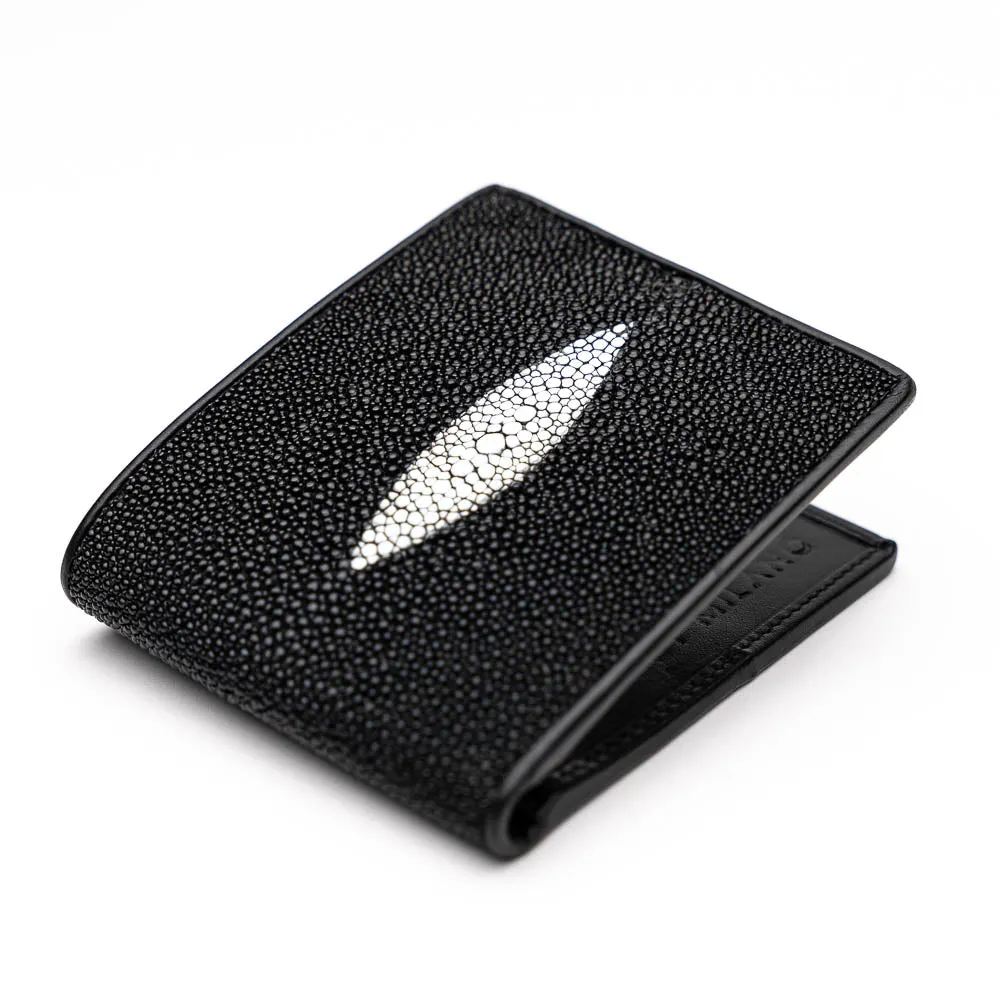 Marco Di Milano Stingray Bi-Fold in Black / White Exotic Leather Wallet