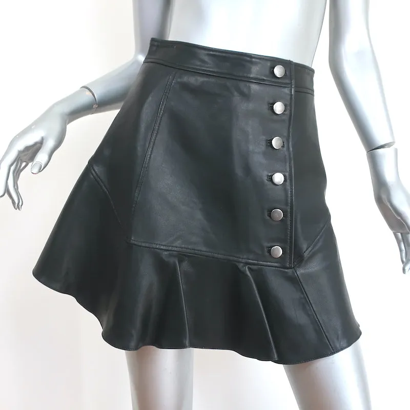 Marissa Webb Ronan Ruffled Leather Mini Skirt Black Size 2