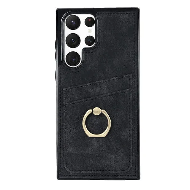 Matte Leather Cardholder Case For Samsung Galaxy