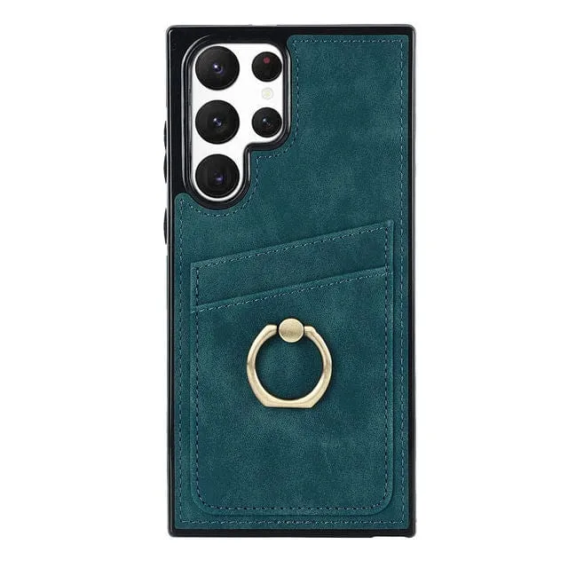 Matte Leather Cardholder Case For Samsung Galaxy