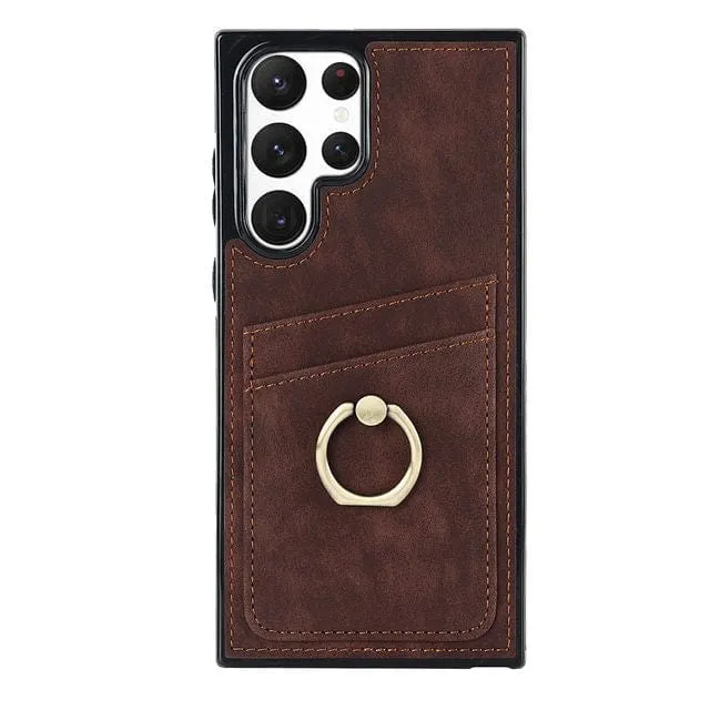 Matte Leather Cardholder Case For Samsung Galaxy