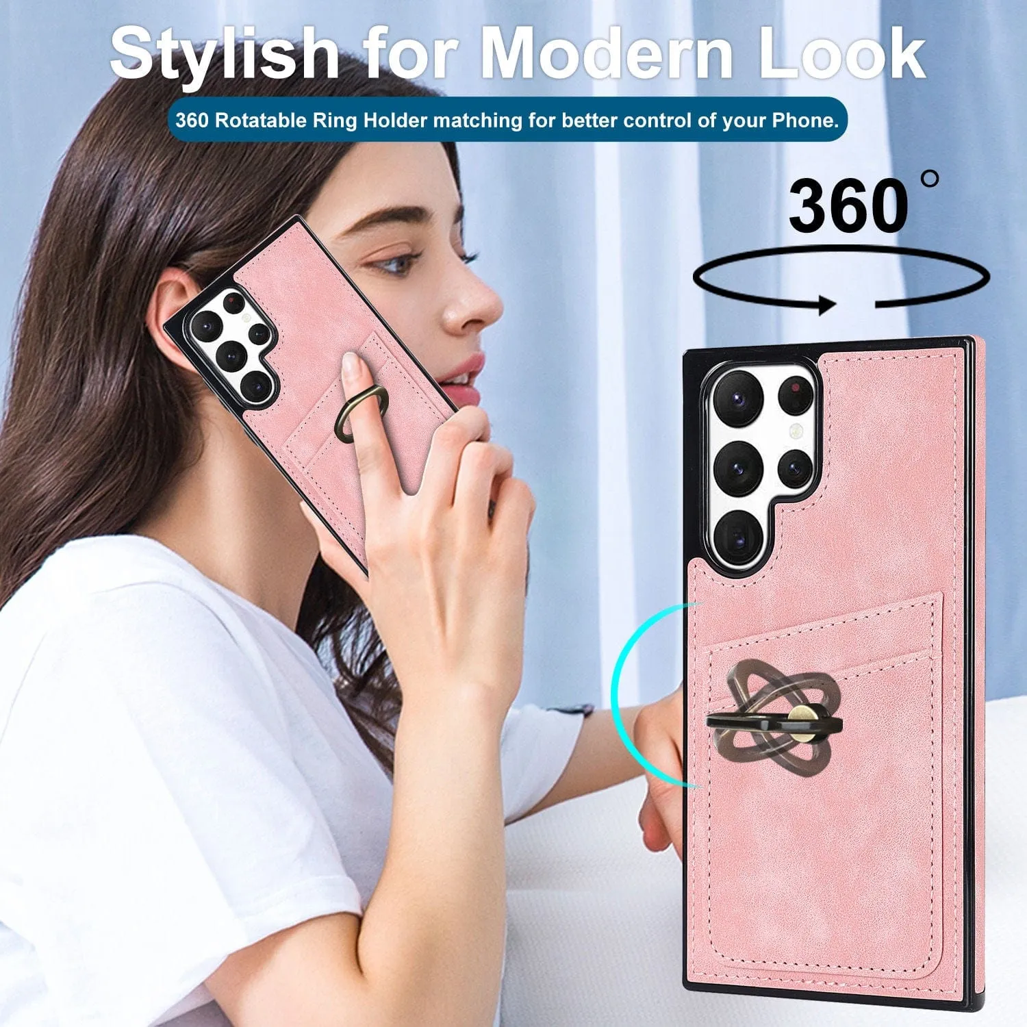 Matte Leather Cardholder Case For Samsung Galaxy