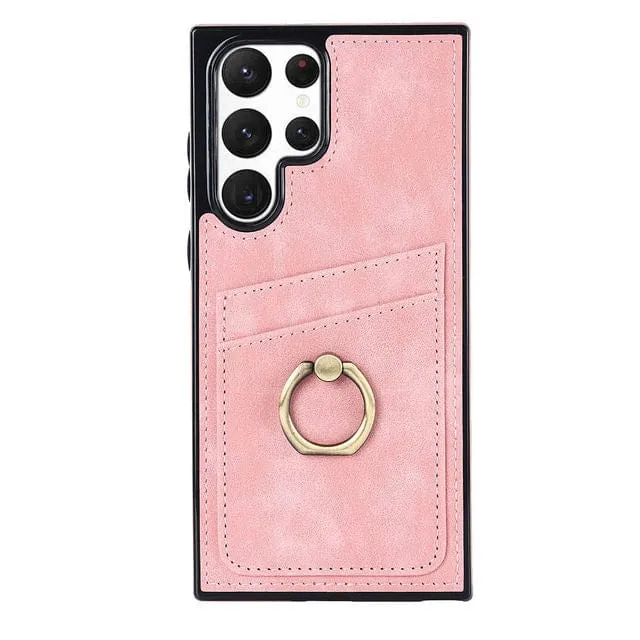 Matte Leather Cardholder Case For Samsung Galaxy