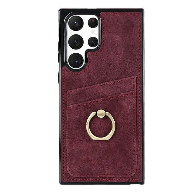 Matte Leather Cardholder Case For Samsung Galaxy