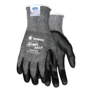 MCR Safety Ninja Max Bi-Polymer Coated Palm Gloves, X-Large, Green/Salt and Pepper, N9676GXL