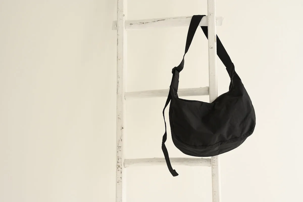 Medium Nylon Crescent Bag - Black