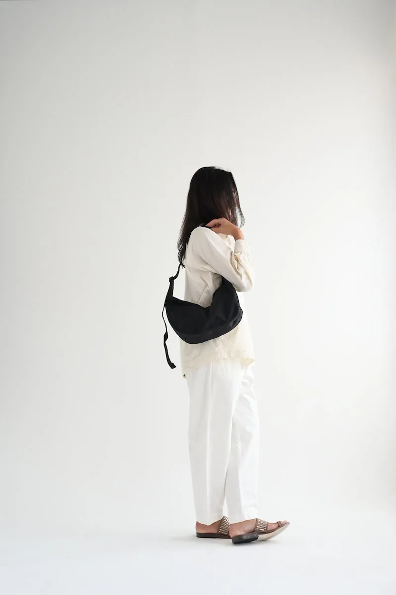 Medium Nylon Crescent Bag - Black