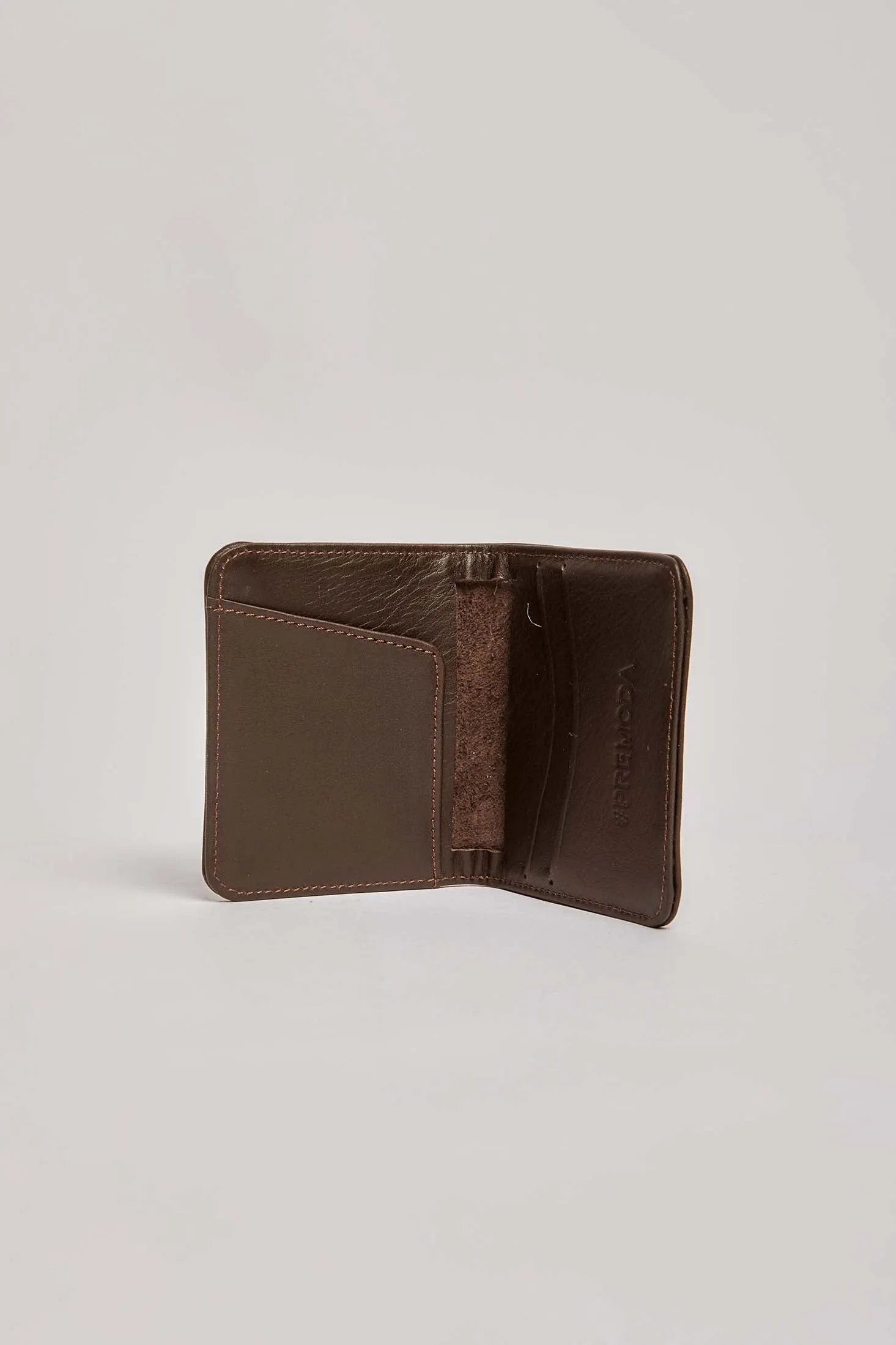 Men Card Holder Embellished Genuine Leather Brown