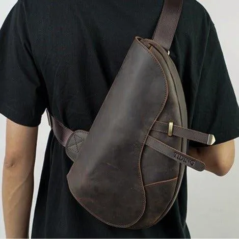 Mens Leather Sling Bag Casual Crossbody Bags
