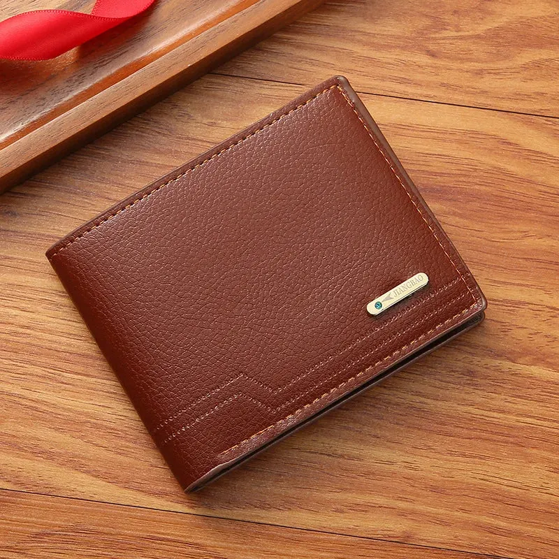 Men's Short Pu Leather - Wallet Soft Lychee Pattern Leather Wallet