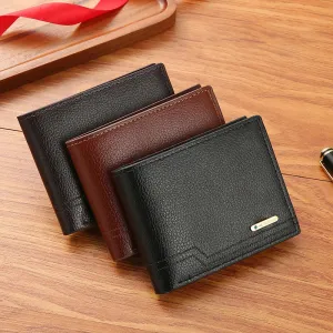 Men's Short Pu Leather - Wallet Soft Lychee Pattern Leather Wallet