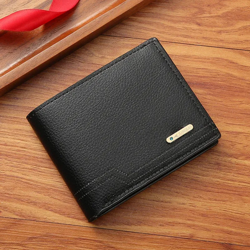 Men's Short Pu Leather - Wallet Soft Lychee Pattern Leather Wallet