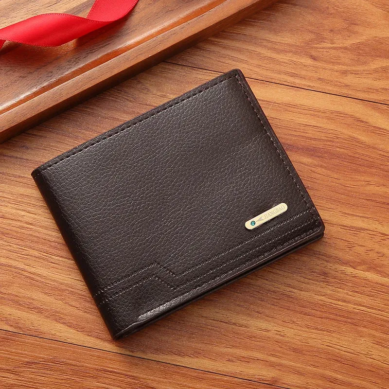 Men's Short Pu Leather - Wallet Soft Lychee Pattern Leather Wallet