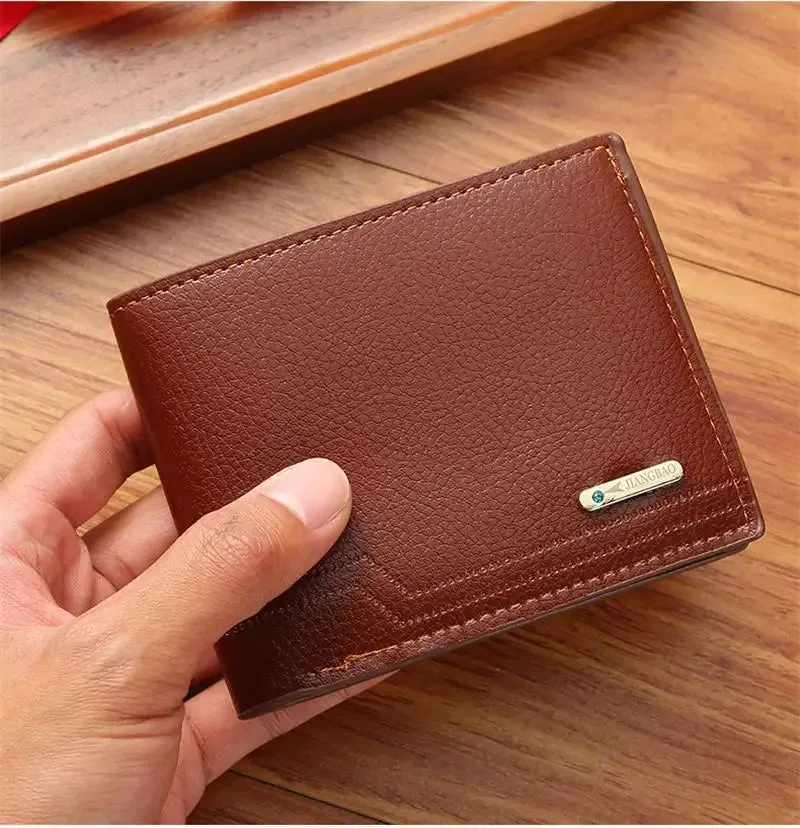 Men's Short Pu Leather - Wallet Soft Lychee Pattern Leather Wallet
