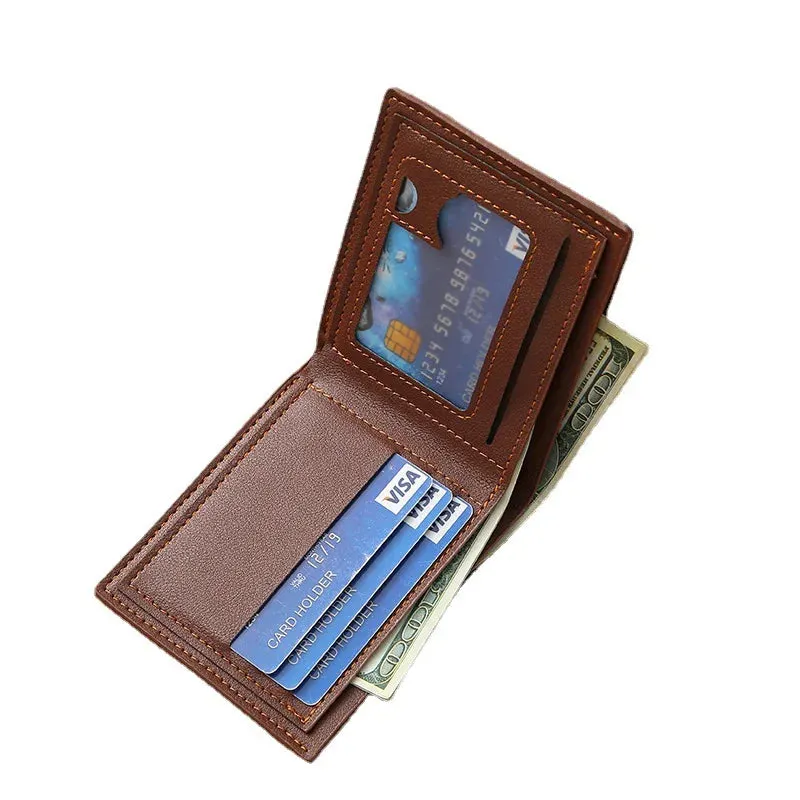 Men's Short Pu Leather - Wallet Soft Lychee Pattern Leather Wallet