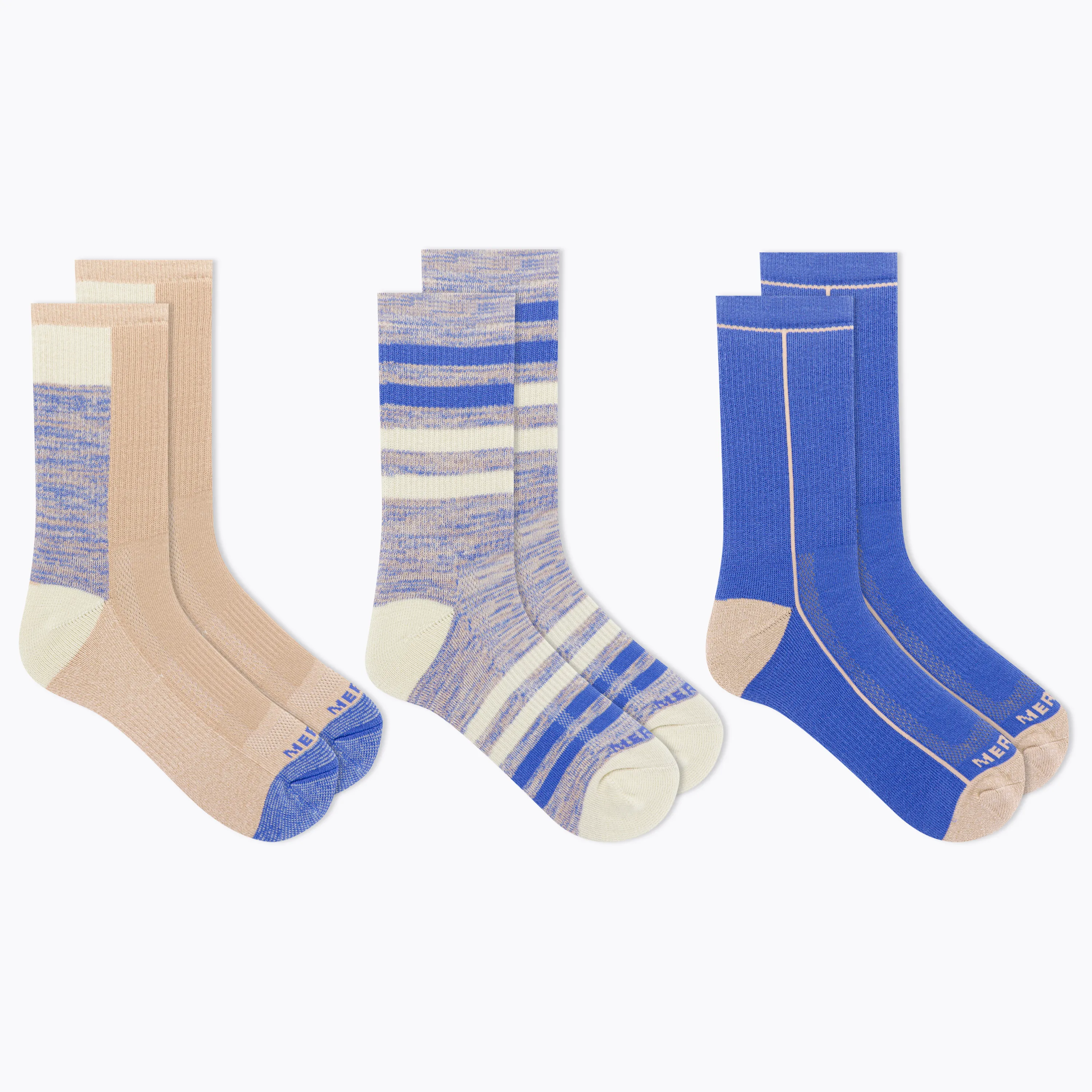 Merrell Durable Recycled Blend All Around Crew Sock 3 Pair Pack with Blister Protection and Fast Dry Moisture Wicking