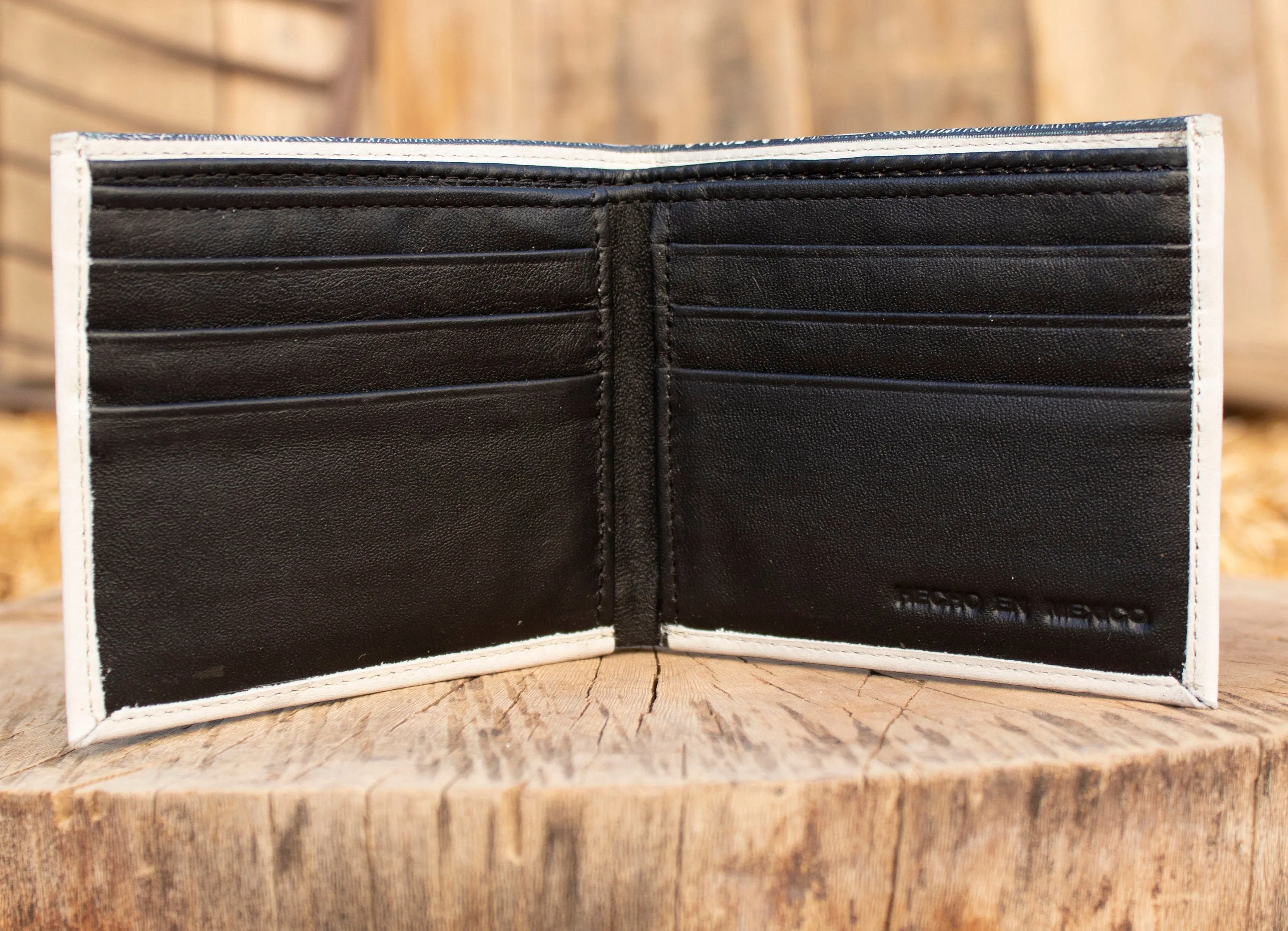 MEXICO 1000 PESOS bill Mexican LEATHER laser printed  bi-fold wallet