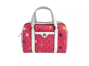 Michael Kors Small Leather Duffle Crossbody Bag Travel Edition Dragon Fruit