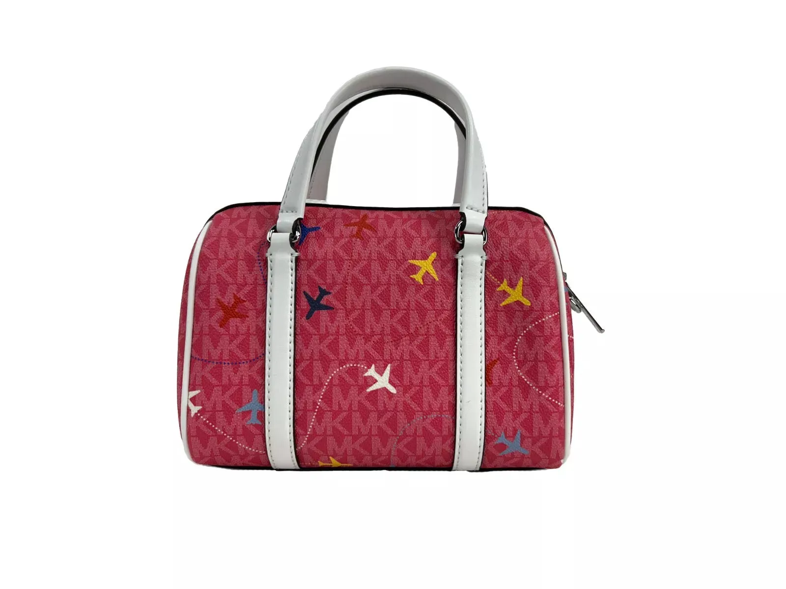 Michael Kors Small Leather Duffle Crossbody Bag Travel Edition Dragon Fruit