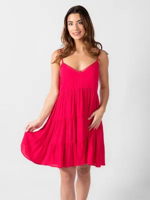 Mini Tier Dress in Raspberry