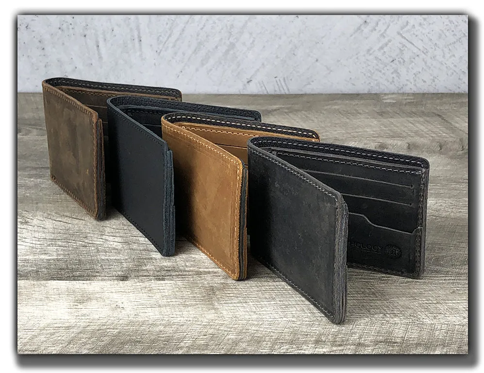Minimalist Leather Bi-Fold Wallet - Whiskey Brown