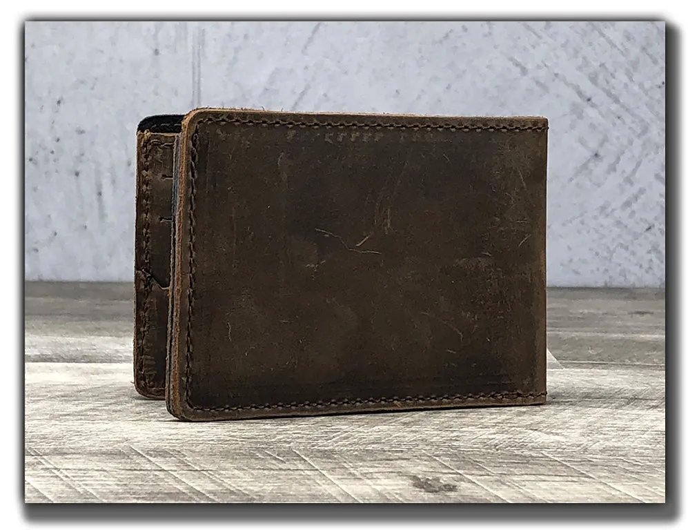 Minimalist Leather Bi-Fold Wallet - Whiskey Brown