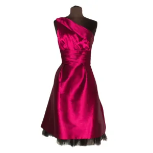 MONIQUE LHUILLIER Style 442593 Short One Shoulder Cocktail Dress Berry Size 8 NWT