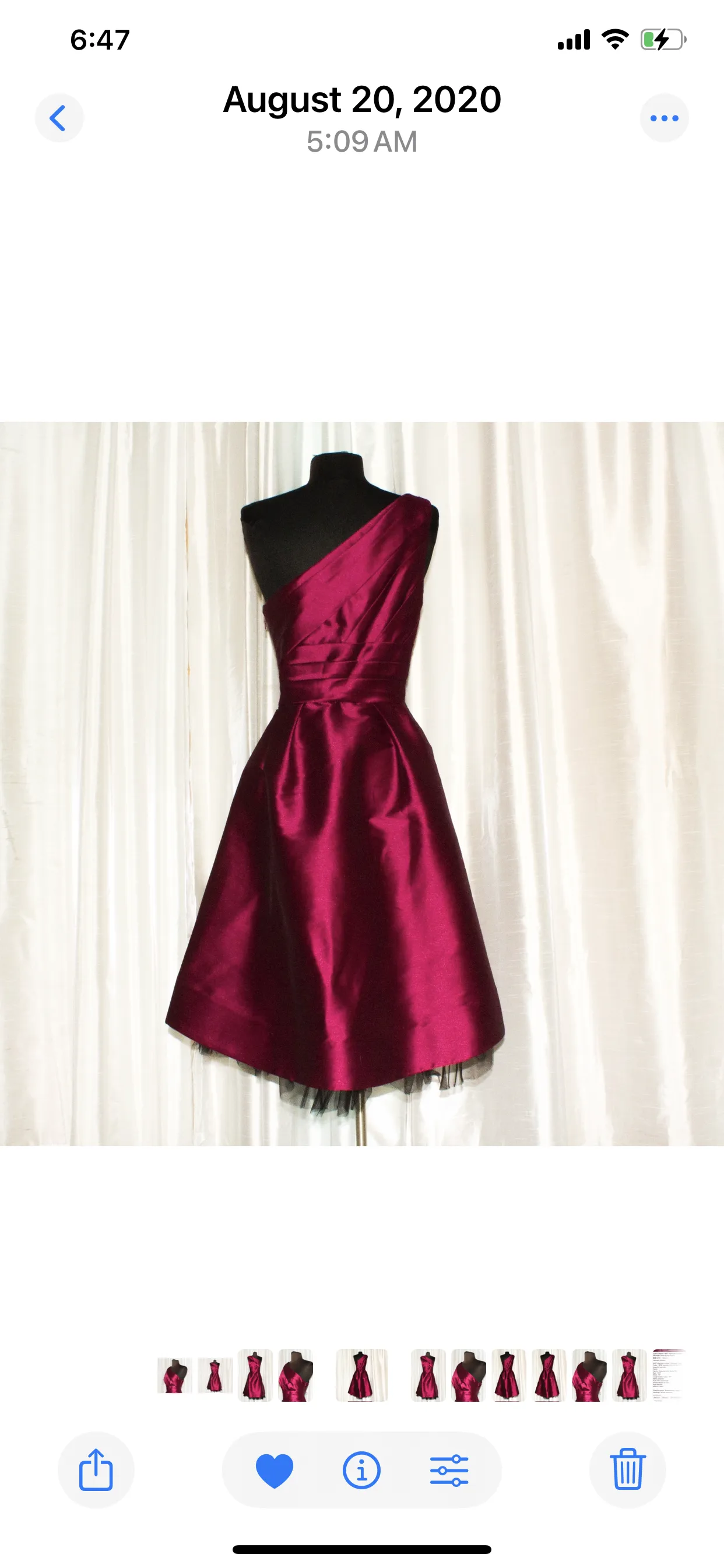 MONIQUE LHUILLIER Style 442593 Short One Shoulder Cocktail Dress Berry Size 8 NWT