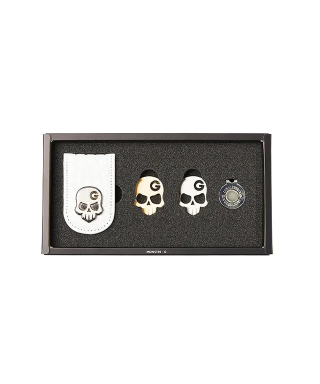 Monster G Italian Genuine Leather Crocodile Texture Golf & Daily Money Clip White