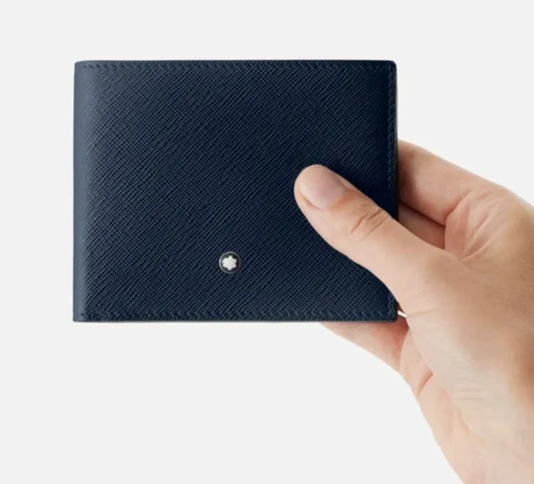 Montblanc Satrorial 6 Card Blue Leather Wallet