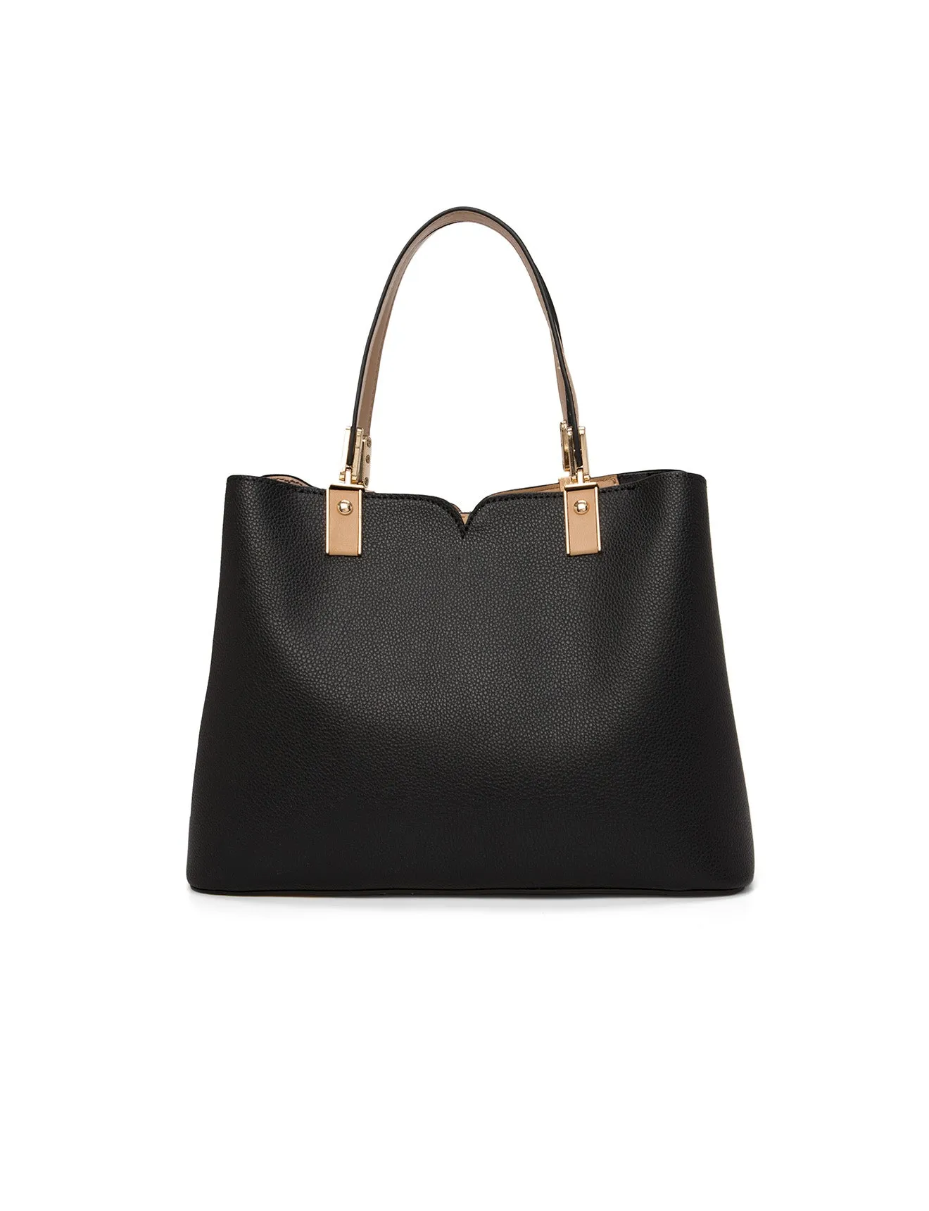 NATALIA VEGAN TRIPLE COMPARTMENT BAG- XB-2322-BLK/BEI