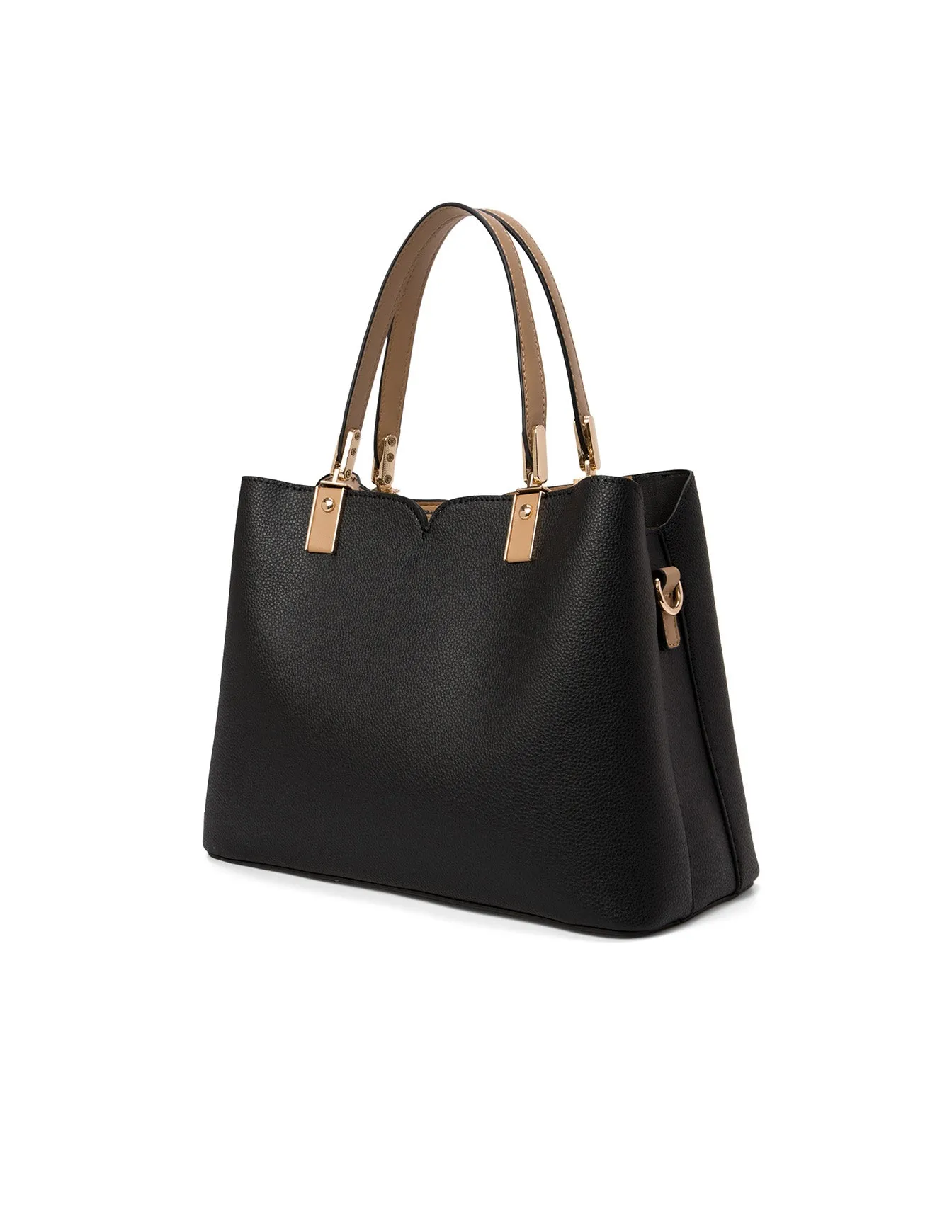 NATALIA VEGAN TRIPLE COMPARTMENT BAG- XB-2322-BLK/BEI