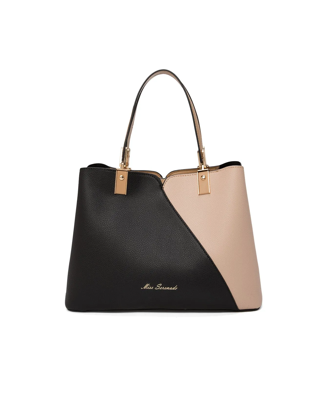 NATALIA VEGAN TRIPLE COMPARTMENT BAG- XB-2322-BLK/BEI
