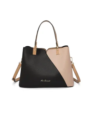 NATALIA VEGAN TRIPLE COMPARTMENT BAG- XB-2322-BLK/BEI