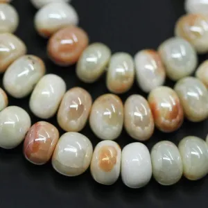 Natural Bi Color Mystic Prehnite Smooth Rondelle Gemstone Loose Beads 6mm 8mm 8"