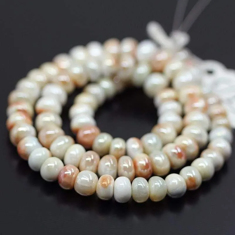 Natural Bi Color Mystic Prehnite Smooth Rondelle Gemstone Loose Beads 6mm 8mm 8"