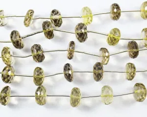 Natural Bi Lemon Quartz Gemstone Faceted Beads Rondelle Strand Rondelle 7" 13mm
