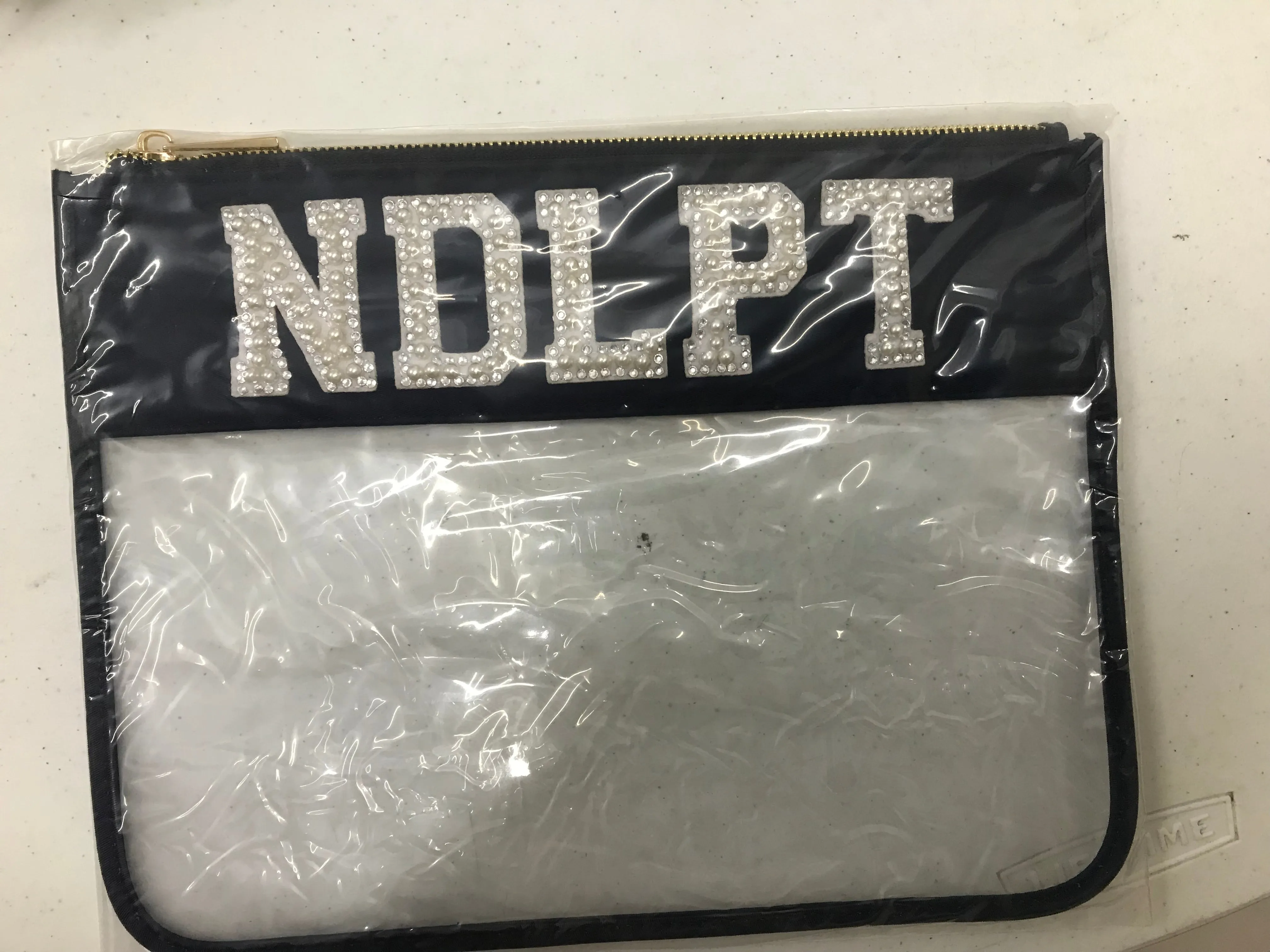 NDLPT Flat Pouch LG Navy with Pearl