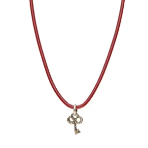 Necklace Leather Smooth - Crimson, M (24-26inch/61-66cm)