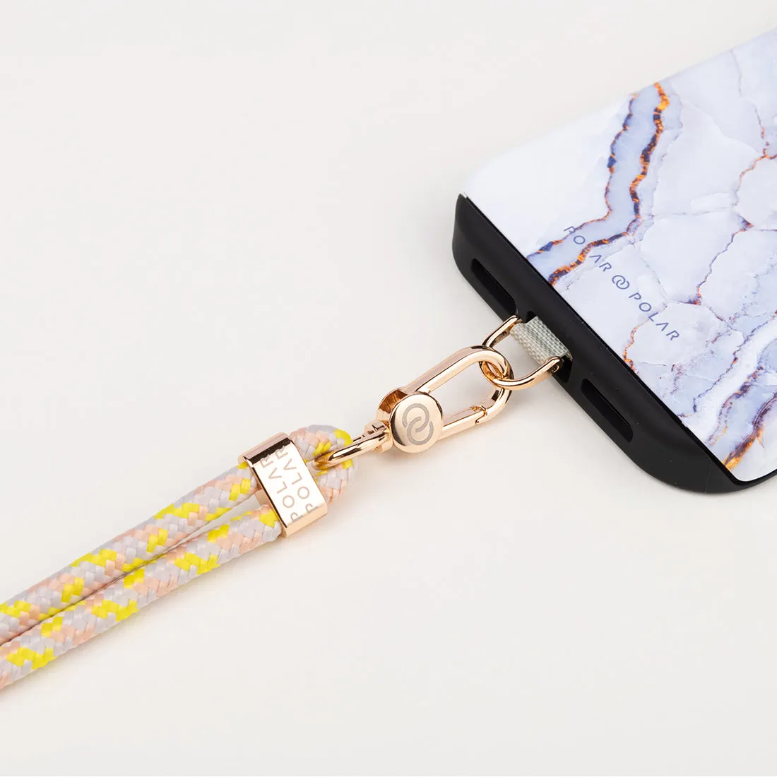Neon Yellow Twist Crossbody Phone Strap with Card