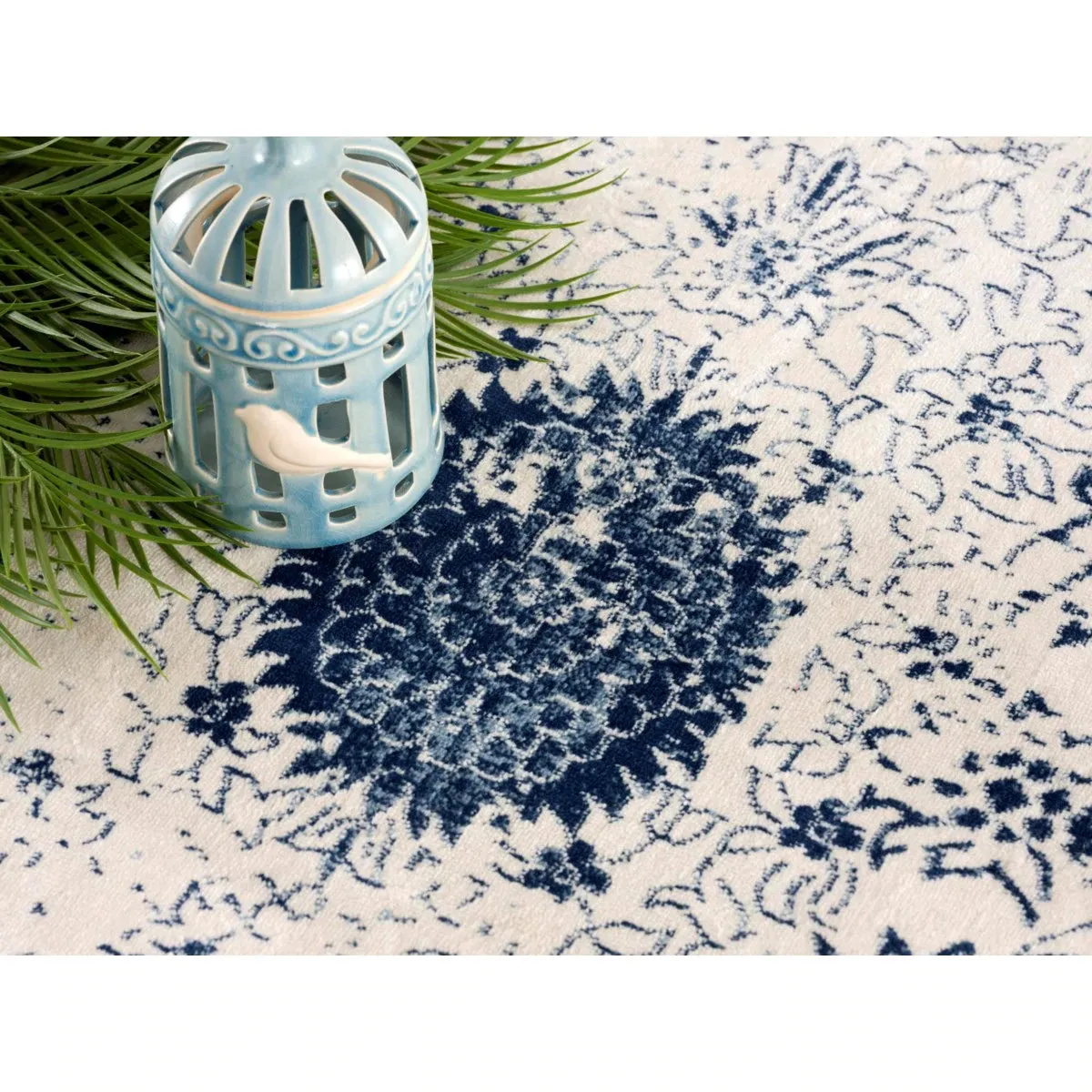 New Casper 9936 Navy Area Rug, 3'9" X 5'6". Made in Turkey! High quality polypropylene fibers, soft, soft and durable.