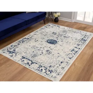 New Casper 9936 Navy Area Rug, 3'9" X 5'6". Made in Turkey! High quality polypropylene fibers, soft, soft and durable.