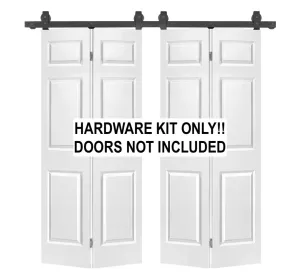 New in box! Retails $190  CALHOME Sliding Hardware Kit For Double Bi-Fold Barn Doors! HARDWARE ONLY! DOORS NOT INCLUDED!