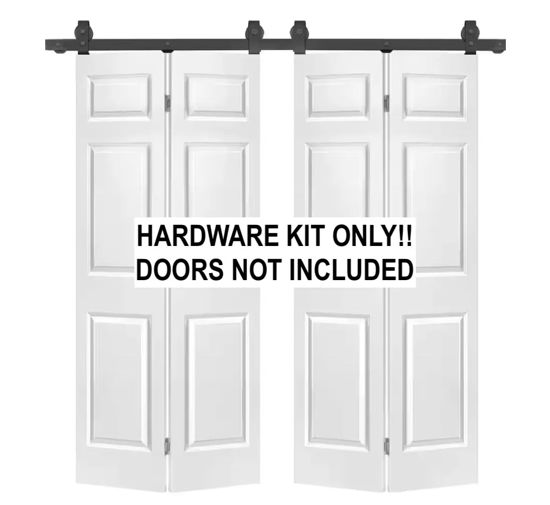 New in box! Retails $190  CALHOME Sliding Hardware Kit For Double Bi-Fold Barn Doors! HARDWARE ONLY! DOORS NOT INCLUDED!