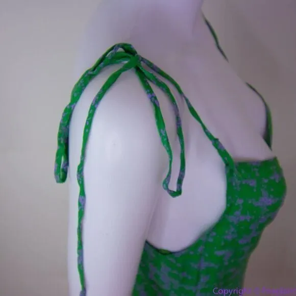 NEW Intimately‎ Free People Caught Up Printed Slip Dress, Green, L