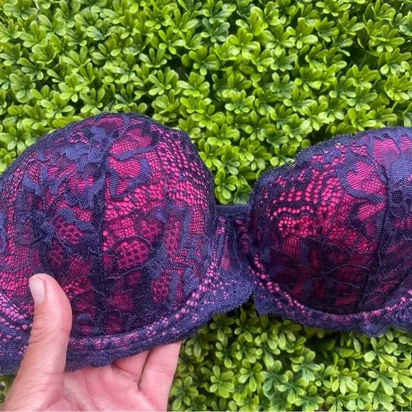 New PINK Victoria’s Secret Multi Way Bra Size 36C Navy Lace / Pink