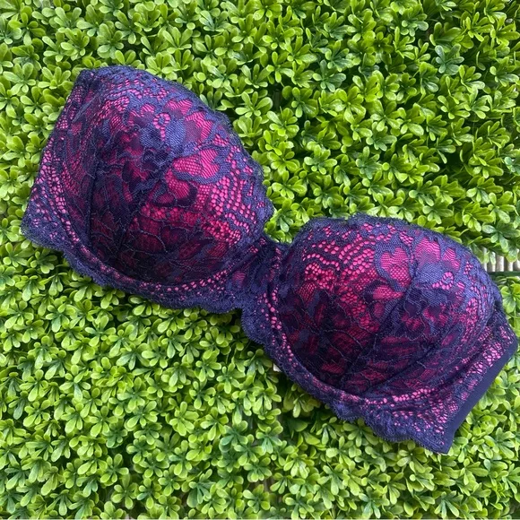 New PINK Victoria’s Secret Multi Way Bra Size 36C Navy Lace / Pink